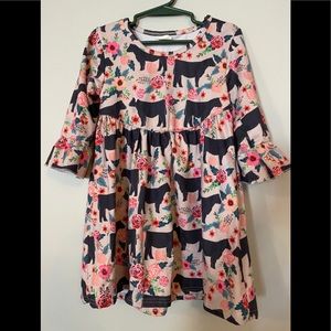 Girls 4t cow print 3/4 sleeve boutique  dress